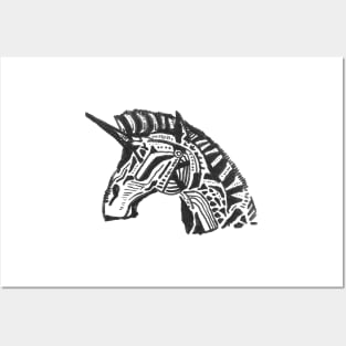 Patterned Unicorn Warrior Art Posters and Art
